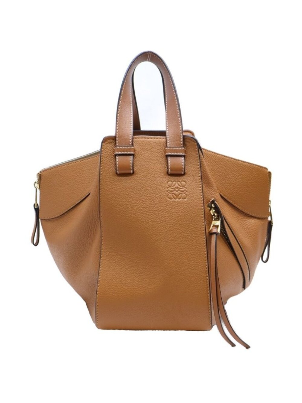 Loewe Hammock Small 2-Way Shoulder Bag Brown Leather Gold